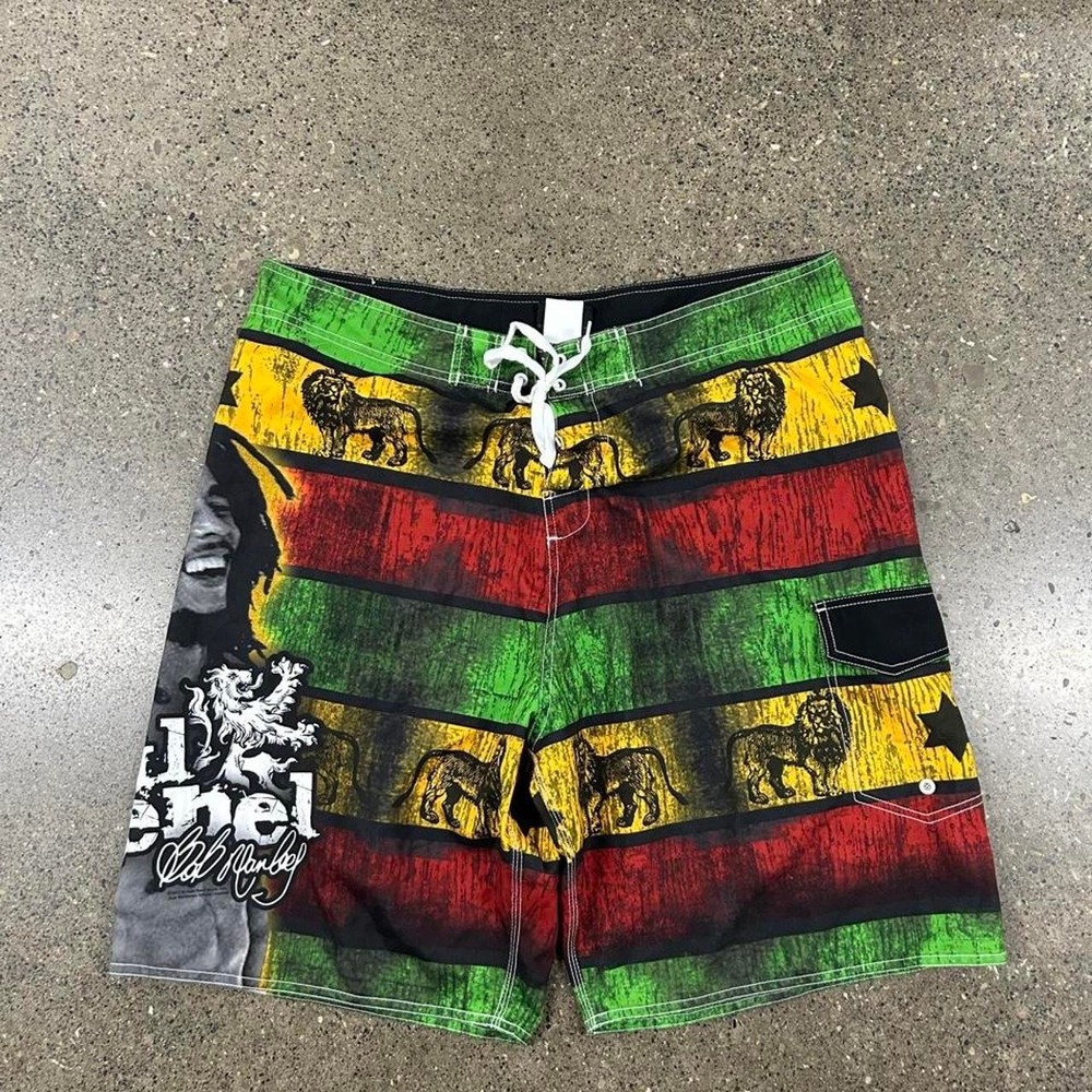 Vintage Bob Marley Board Shorts Y2K AOP (Size 40)